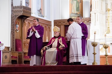 The Rite of Election and Call to Continuing Conversion for those who will be received into the Church at Easter is celebrated at the Cathedral of the Holy Cross March 9, 2014. (Pilot photo/ Christopher S. Pineo) 