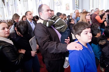 The Rite of Election and Call to Continuing Conversion for those who will be received into the Church at Easter is celebrated at the Cathedral of the Holy Cross March 9, 2014. (Pilot photo/ Christopher S. Pineo) 