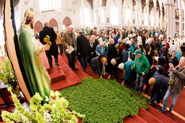 Cardinal Seán P. O'Malley celebrates Mass for the Feast of St. Patrick at the Cathedral of the Holy Cross March 17, 2014. 
Pilot photo/ Gregory L. Tracy