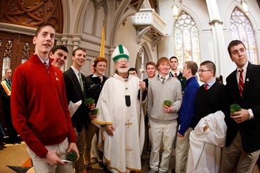 Cardinal Seán P. O'Malley celebrates Mass for the Feast of St. Patrick at the Cathedral of the Holy Cross March 17, 2014. 
Pilot photo/ Gregory L. Tracy