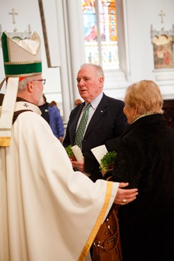 Cardinal Seán P. O'Malley celebrates Mass for the Feast of St. Patrick at the Cathedral of the Holy Cross March 17, 2014. 
Pilot photo/ Gregory L. Tracy