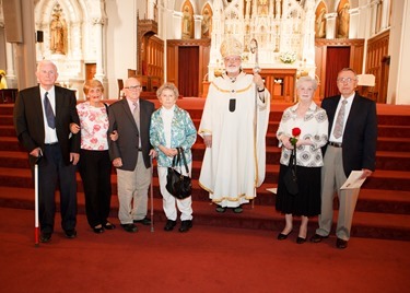 Couples celebrating 25, 50 and 60-plus years of marriage join a special Mass celebrated by Cardinal Seán P. O'Malley at the Cathedral of the Holy Cross June, 22, 2014.  At the Mass the cardinal led the couples in a renewal of vows. (Pilot photo/ Gregory L. Tracy)