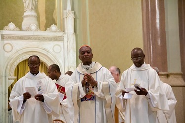 Members of the Haitian community in Boston pack Mission Church for a Mass celebrated by Cardinal Chibly Langlois, the first cardinal from their homeland marking the Feast of Our Lady of Perpetual Help June 22, 2014. 
Pilot photo/ Christopher S. Pineo 
