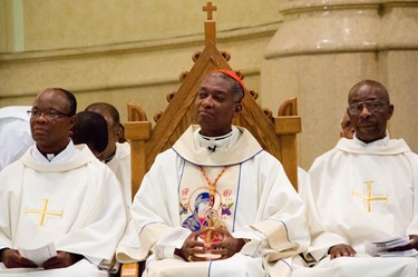 Members of the Haitian community in Boston pack Mission Church for a Mass celebrated by Cardinal Chibly Langlois, the first cardinal from their homeland marking the Feast of Our Lady of Perpetual Help June 22, 2014. 
Pilot photo/ Christopher S. Pineo 
