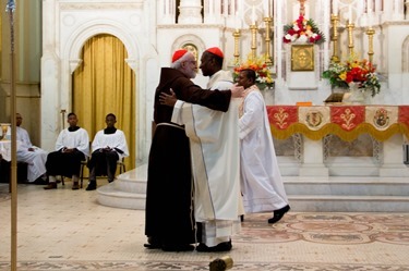 Members of the Haitian community in Boston pack Mission Church for a Mass celebrated by Cardinal Chibly Langlois, the first cardinal from their homeland marking the Feast of Our Lady of Perpetual Help June 22, 2014. 
Pilot photo/ Christopher S. Pineo 
