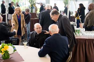 Cardinal Seán P. O'Malley and Boston Mayor Martin Walsh join the celebration of the 50th anniversary of Regina Cleri, the Archdiocese of Boston’s residence for senior priests in Boston’s West End June 5, 2014.
Pilot photo by Christopher S. Pineo 
