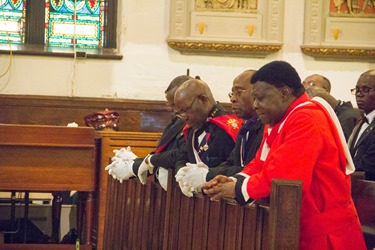 Cardinal Sean P. O’Malley and Cardinal Francis Arinze, who is from Nigeria, celebrate a Mass to mark the 25th anniversary of the Nigerian Catholic Community in the Archdiocese of Boston at St. Katharine Drexel Parish in Dorchester July 26, 2014. (Pilot photo/Christopher S. Pineo)