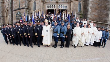 Cardinal Seán P. O'Malley celebrates the Mass for Public Safety Personnel, sometimes called the Blue Mass, at the Cathedral of the Holy Cross Sept. 21, 2014.
Pilot photo/ Gregory L. Tracy 
