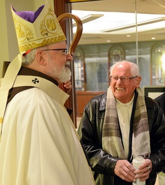 Cardinal with Deacon Mannion after Mass