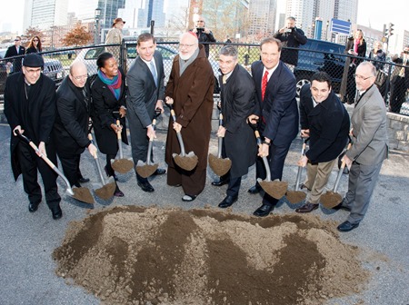 Groundbreaking of the future Our Lady of Good Voyage (Seaport) Chapel on Seaport Blvd. in South Boston, Nov. 21, 2014.<br />
Pilot photo by Gregory L. Tracy<br />
