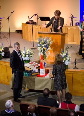 Prayer Service for Massachusetts Governor-elect Charlie Baker and Lieutenant Governor-elect Karyn Polito held on the eve of their inauguration, Jan. 7, 2015 at Congregation Lion of Juda in Boston.
Pilot photo/ Christopher S. Pineo 
