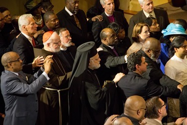 Prayer Service for Massachusetts Governor-elect Charlie Baker and Lieutenant Governor-elect Karyn Polito held on the eve of their inauguration, Jan. 7, 2015 at Congregation Lion of Juda in Boston.
Pilot photo/ Christopher S. Pineo 
