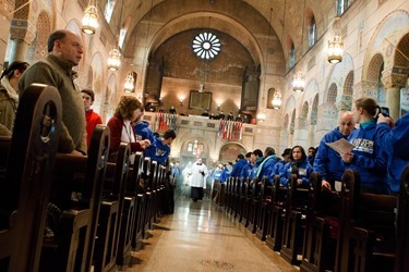 Cardinal Sean O’Malley celebrates Mass with the Boston groups in Washington, D.C. for the March for Life at the Shrine of the Sacred Heart Jan. 22, 2015.
Pilot photo/ Gregory L. Tracy
