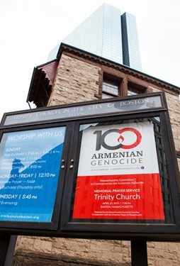 Ecumenical prayer service to mark the centennial of the Armenian genocide held at Trinity Church in Boston April 23, 2015. 
Pilot photo/ Gregory L. Tracy 
