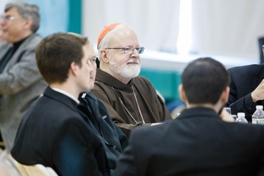 Cardinal Sean P. O'Malley celebrates the annual Chrism Mass at the Cathedral of the Holy Cross March 31, 2015.  The Mass at which the sacred oils are blessed is also an occasion to celebrate priestly fraternity. (Pilot photo/ Gregory L. Tracy)