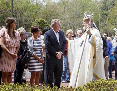 Dedication of the statue of the Blessed Mother outside the Pastoral Center to the late Jack and Mary Shaughnessy, May 12, 2015.  