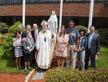 Dedication of the statue of the Blessed Mother outside the Pastoral Center to the late Jack and Mary Shaughnessy, May 12, 2015.  