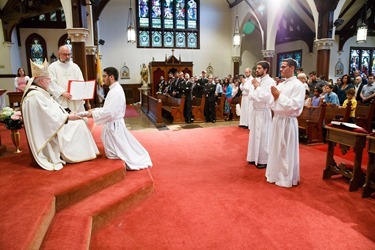 Institution of lectors and acolytes for Redemptoris Mater Seminary at St. Lawrence Church in Brookline June 21, 2015.
Photo by Gregory L. Tracy 
