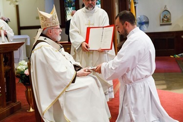 Institution of lectors and acolytes for Redemptoris Mater Seminary at St. Lawrence Church in Brookline June 21, 2015.
Photo by Gregory L. Tracy 
