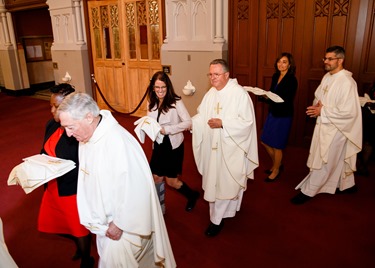 Ordination Mass of Permanent Deacons Timothy Booker, Paul Carroll, Nicolas Cruz, Joseph Dorlus, James Kearney, Kelley McCormick, Jonathan Mosley, John Murray, Charles Rossignol, Jose Torres, Roger Vierra, and Thomas Walsh Jr., at the Cathedral of the Holy Cross Oct. 17, 2015.
Pilot photo/ Gregory L. Tracy
