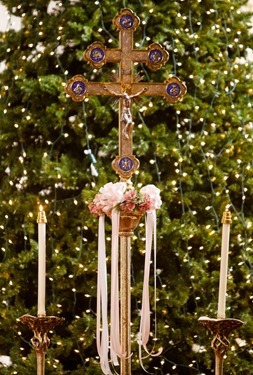 Vicar General Bishop Peter J. Uglietto celebrates a special Mass at the Cathedral of the Holy Cross Dec. 13, 2015 at which the holy door for the Extraordinary Jubilee Year of Mercy was opened. (Pilot photo/ Gregory L. Tracy)