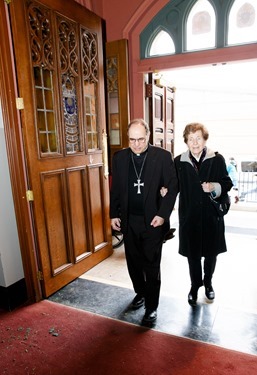 Vicar General Bishop Peter J. Uglietto celebrates a special Mass at the Cathedral of the Holy Cross Dec. 13, 2015 at which the holy door for the Extraordinary Jubilee Year of Mercy was opened. (Pilot photo/ Gregory L. Tracy)