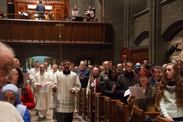 New Year's Eve Holy Hour and Mass celebrated by Cardinal Sean O'Malley at St. Clement's Eucharistic Shrine in Boston Dec. 31, 2015. Pilot photo/ Mark Labbe