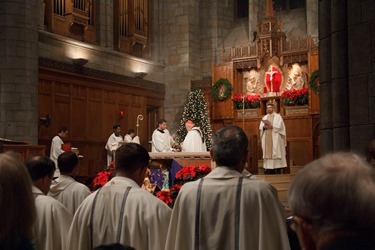 New Year's Eve Holy Hour and Mass celebrated by Cardinal Sean O'Malley at St. Clement's Eucharistic Shrine in Boston Dec. 31, 2015. Pilot photo/ Mark Labbe