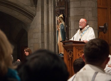 New Year's Eve Holy Hour and Mass celebrated by Cardinal Sean O'Malley at St. Clement's Eucharistic Shrine in Boston Dec. 31, 2015. Pilot photo/ Mark Labbe