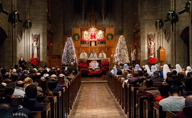 New Year's Eve Holy Hour and Mass celebrated by Cardinal Sean O'Malley at St. Clement's Eucharistic Shrine in Boston Dec. 31, 2015. Pilot photo/ Mark Labbe