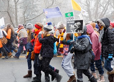 Participants in the 2016 March for Life in Washington, D.C. make their way up Constitution Ave. towards the Supreme Court Jan. 22. Pilot photo/ Gregory L. Tracy 