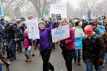 Participants in the 2016 March for Life in Washington, D.C. make their way up Constitution Ave. towards the Supreme Court Jan. 22. Pilot photo/ Gregory L. Tracy 