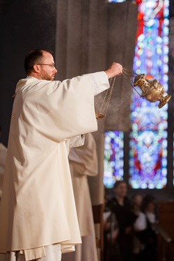 Ordination of Transitional Deacons Chris Bae, Matthew Conley, Patrick Fiorillo, Thomas Gignac, Stephen LeBlanc, Huan Ngo and Thomas Sullivan at the Cathedral of the Holy Cross Jan. 9, 2015. Pilot photo/ Gregory L. Tracy