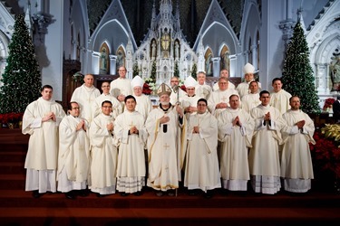 Ordination of Transitional Deacons Chris Bae, Matthew Conley, Patrick Fiorillo, Thomas Gignac, Stephen LeBlanc, Huan Ngo and Thomas Sullivan at the Cathedral of the Holy Cross Jan. 9, 2015. Pilot photo/ Gregory L. Tracy