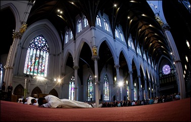 Transitional diaconate ordination of Deacons Jason Giombetti, Pablo Gomis Gonzalez, Godfrey Musabe, Wellington DeOliveira, Joel Santos and William Sexton at the Cathedral of the Holy Cross, April 30, 2016. The men will be ordained to the priesthood in 2017. Pilot photo/ Gregory L. Tracy 