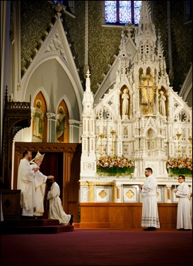 Transitional diaconate ordination of Deacons Jason Giombetti, Pablo Gomis Gonzalez, Godfrey Musabe, Wellington DeOliveira, Joel Santos and William Sexton at the Cathedral of the Holy Cross, April 30, 2016. The men will be ordained to the priesthood in 2017. Pilot photo/ Gregory L. Tracy 