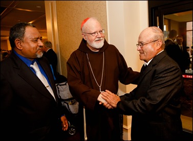 Philadelphia Archbishop Charles Chaput and Father Kevin O’Leary are honored at the Redemptoris Mater Seminary Annual Gala Dinner held June 2, 2016 in Norwood. Photo by Gregory L. Tracy, The Pilot 