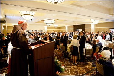 Philadelphia Archbishop Charles Chaput and Father Kevin O’Leary are honored at the Redemptoris Mater Seminary Annual Gala Dinner held June 2, 2016 in Norwood. Photo by Gregory L. Tracy, The Pilot 