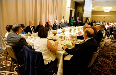 Philadelphia Archbishop Charles Chaput and Father Kevin O’Leary are honored at the Redemptoris Mater Seminary Annual Gala Dinner held June 2, 2016 in Norwood. Photo by Gregory L. Tracy, The Pilot 