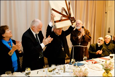 Philadelphia Archbishop Charles Chaput and Father Kevin O’Leary are honored at the Redemptoris Mater Seminary Annual Gala Dinner held June 2, 2016 in Norwood. Photo by Gregory L. Tracy, The Pilot 