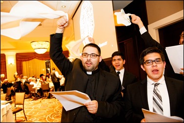 Philadelphia Archbishop Charles Chaput and Father Kevin O’Leary are honored at the Redemptoris Mater Seminary Annual Gala Dinner held June 2, 2016 in Norwood. Photo by Gregory L. Tracy, The Pilot 