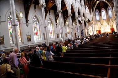 Bishop Robert P. Reed celebrates Mass for the Feast of St. Padre Pio at the Cathedral of the Holy Cross in the presence of the relic of the saint’s heart Sept. 23, 2016. Afterwards, the faithful were invited to venerate the relic. Pilot photo/ Gregory L. Tracy 