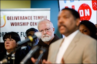 Massachusetts faith leaders opposing Ballot Question 4 rally at Deliverance Temple Worship Center in Dorchester, Nov. 1. Pilot photo/ Gregory L. Tracy 