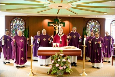 Mass to commemorate the 50th anniversary of priestly ordination of Bishop Arthur Kennedy, celebrated by Cardinal Seán P. O'Malley at the Archdiocese of Boston’s Pastoral Center, Dec. 19, 2016.
Pilot photo/ Gregory L. Tracy 
