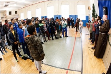 Cardinal O’Malley visits the Teen Center and St. Peter’s in Dorchester Saturday, Dec. 24, 2016. In partnership with the Menino family, Catholic Charities of Boston distributed Christmas gifts to nearly 400 children and families in need.
Pilot photo/ Gregory L. Tracy
