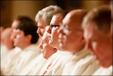 Priests take part in the Vigil Mass for Life, held Jan. 26 at the Basilica of the National Shrine of the Immaculate Conception in Washington, D.C. Pilot photo/ Gregory L. Tracy 