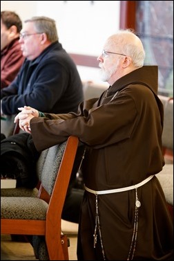 Cardinal Seán P. O'Malley meets with recently ordained priests at the Archdiocese of Boston’s Pastoral Center Jan. 19, 2017. Pilot photo/ Gregory L. Tracy 