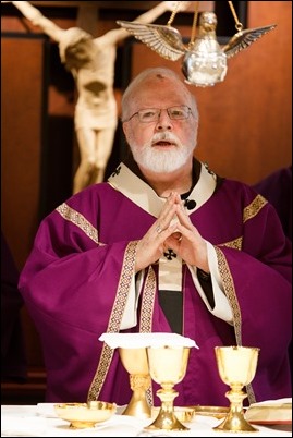 Cardinal Sean O’Malley celebrates Ash Wednesday Mass at the Archdiocese of Boston’s Pastoral Center March 1, 2017. Pilot photo/ Gregory L. Tracy 