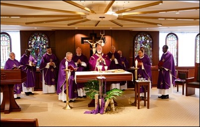 Cardinal Sean O’Malley celebrates Ash Wednesday Mass at the Archdiocese of Boston’s Pastoral Center March 1, 2017. Pilot photo/ Gregory L. Tracy 