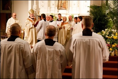 Cardinal O’Malley celebrates the Easter Vigil April 15, 2017 at the Cathedral of the Holy Cross. Pilot photo/ Mark Labbe. 